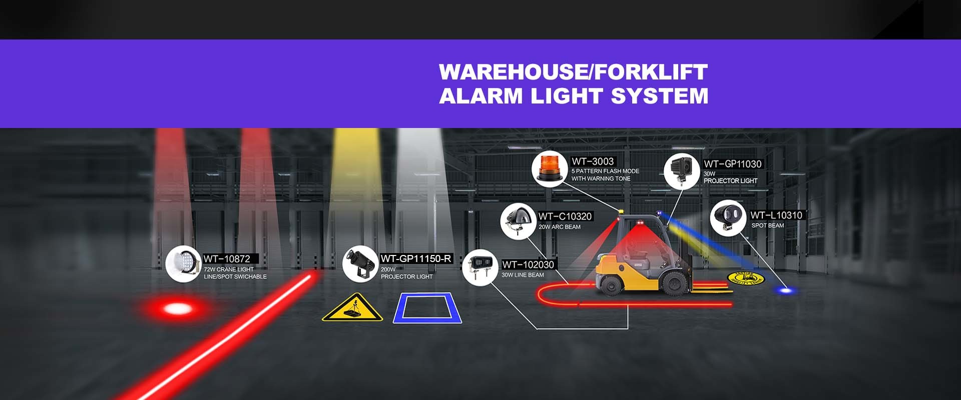 kualitas Forklift lampu merah zona pabrik