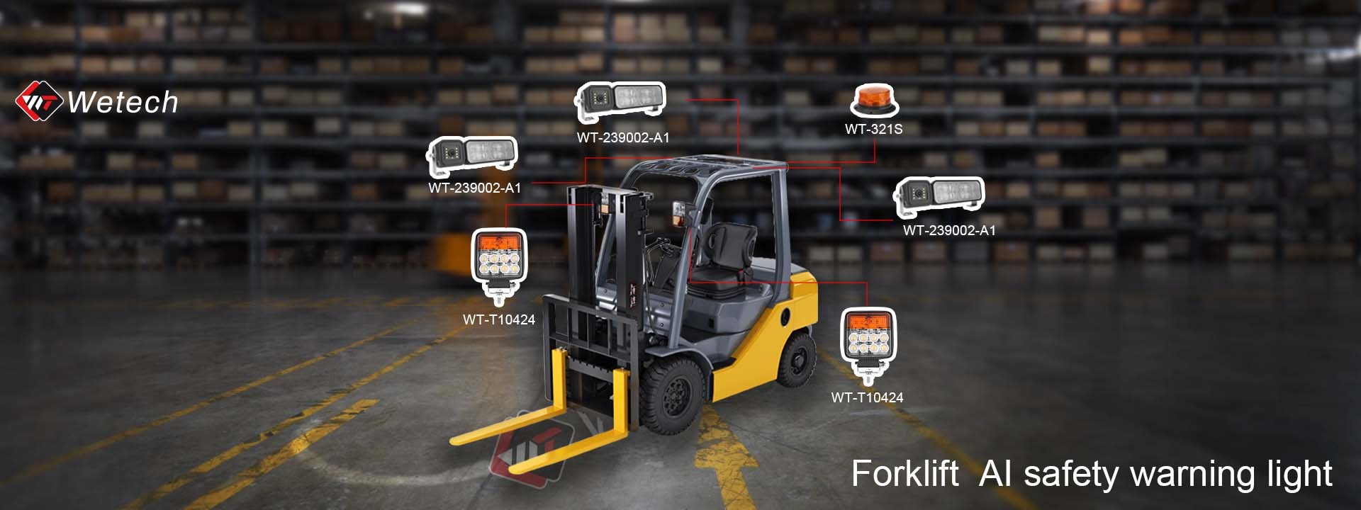 kualitas Forklift lampu merah zona pabrik