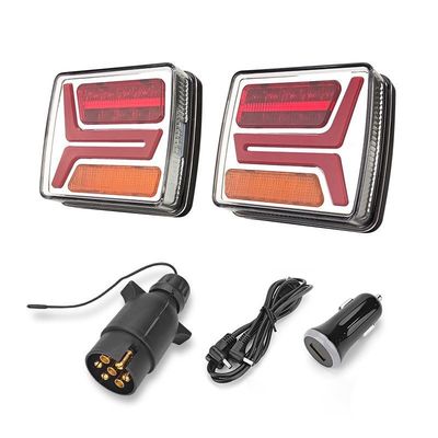 Lampu trailer nirkabel yang dapat diisi ulang 4.2V Kit lampu ekor magnetik IP67